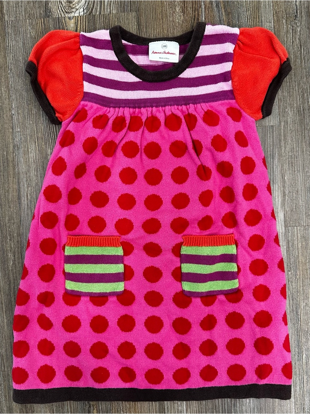 Y2K Style Hanna Andersson Pink & Red Polka Dot Dress Size 100 (4T) Artsy Kidcore
